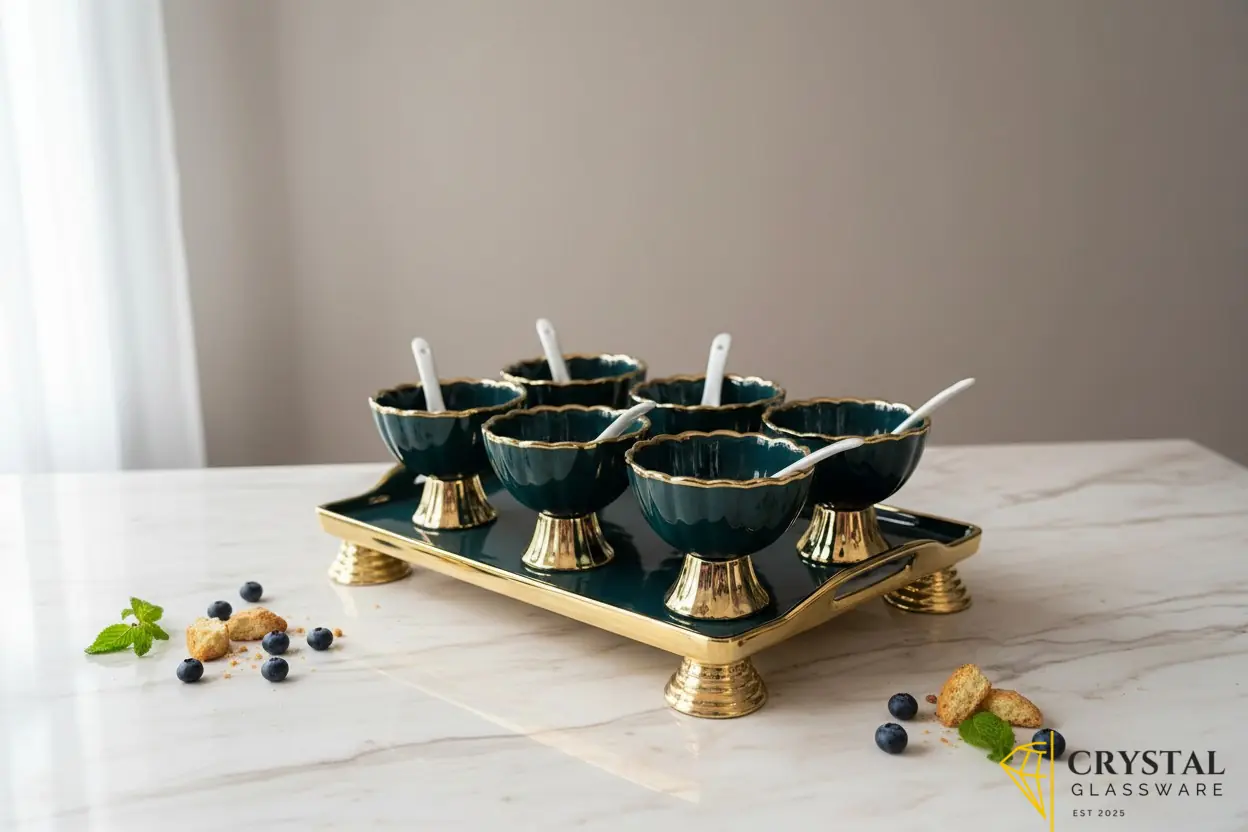 Imported Cenamic Icecream Set With Tray 